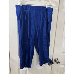 Torrid Pants Women 1 Plus Wide Leg Cropped‎ Lagenlook Colbate Blue pull on Work